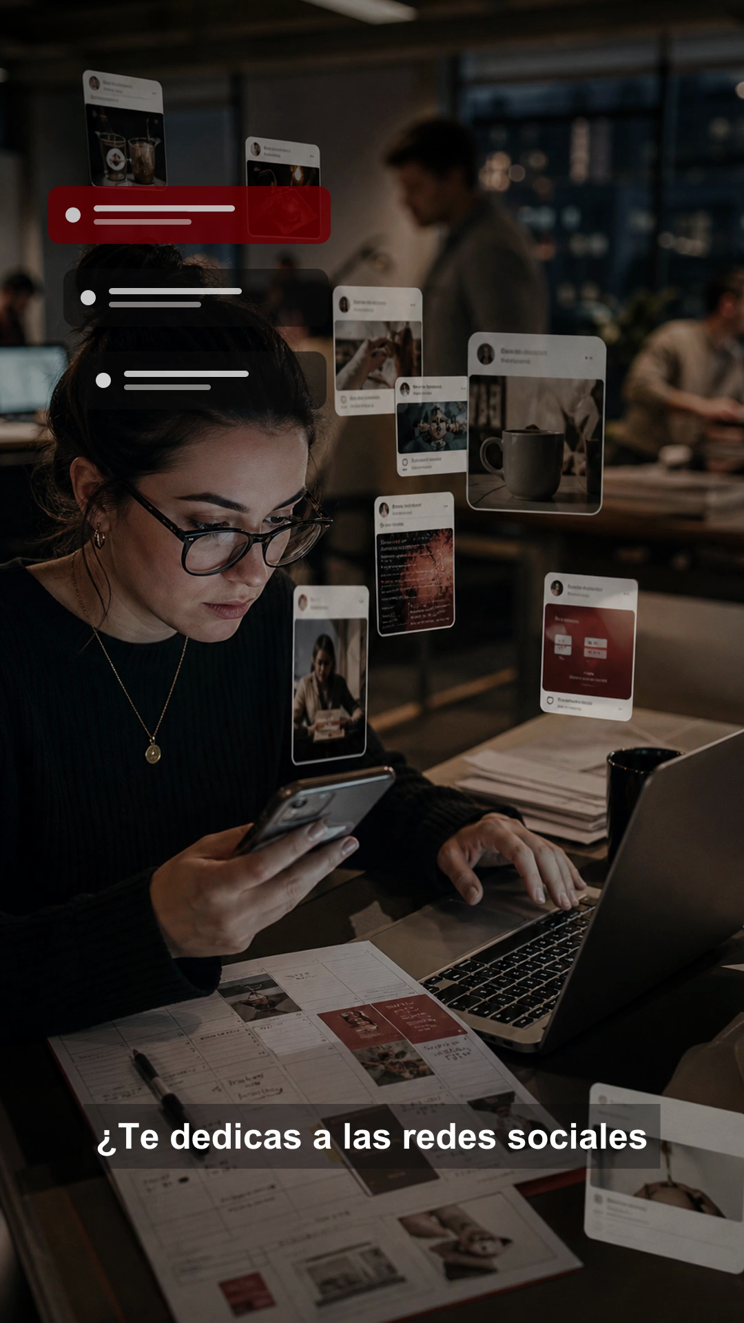Fotograma de un Reel de Karmina sobre agentes para social media